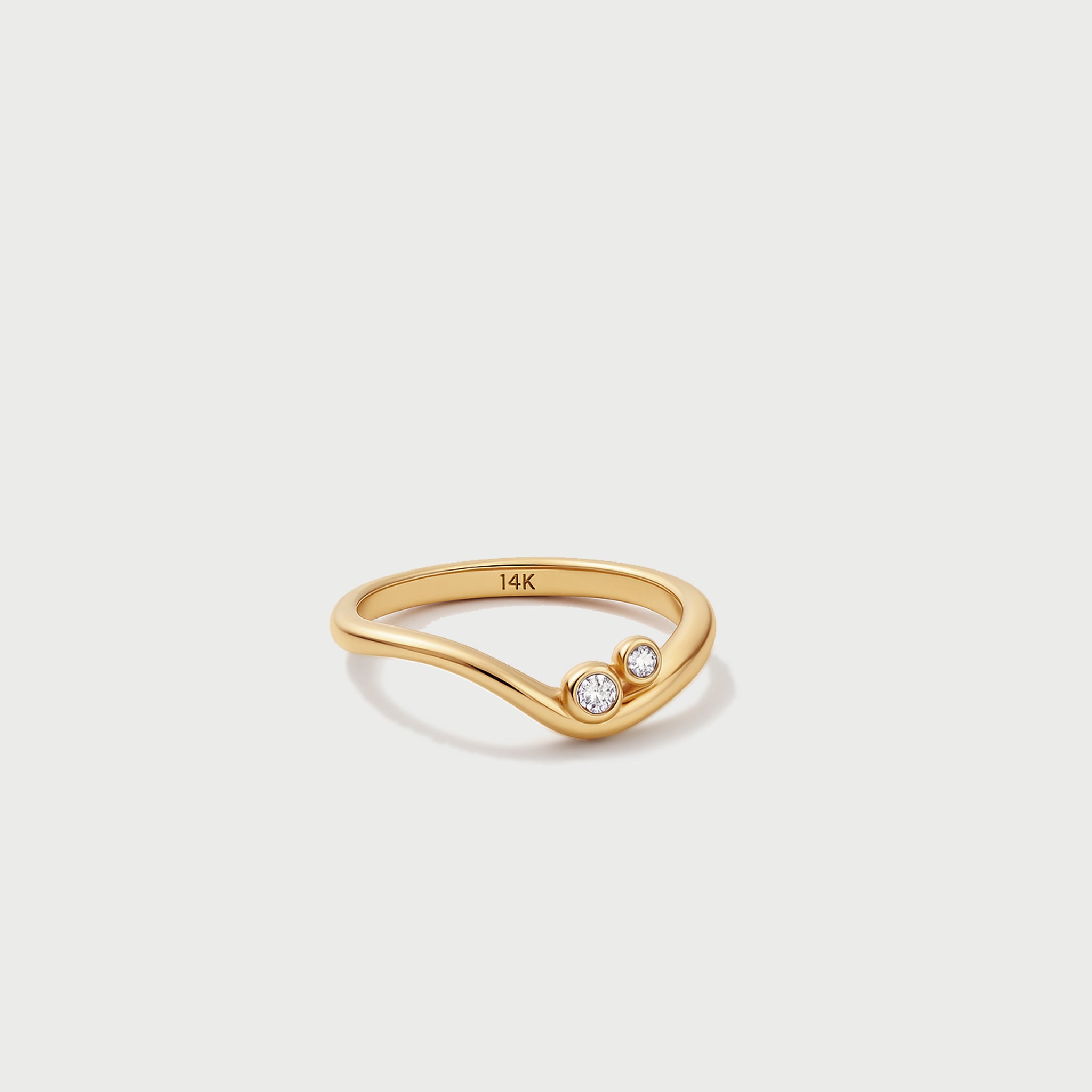 14ct Yellow Gold Wave Diamond Ring